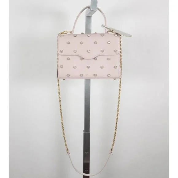 New Lulu Guinness bag pearl leather QUEENIE handbag pink studded - Picture 3 of 13